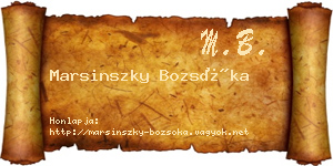 Marsinszky Bozsóka névjegykártya